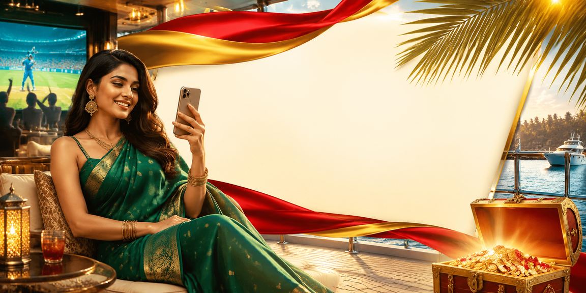 Indian cricket fan betting online wearing traditional saree